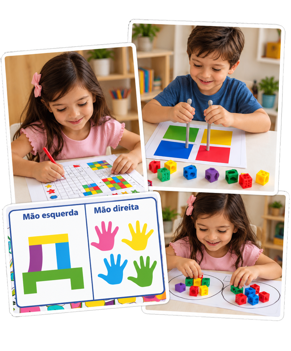 Quem já iniciou as atividades simplesmente adorou - Crianças felizes desenvolvendo habilidades cognitivas