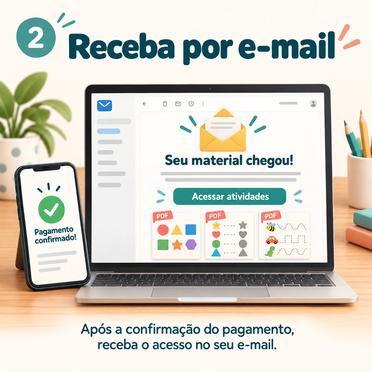 Passo 2: Receba por e-mail - Acesso imediato no seu e-mail
