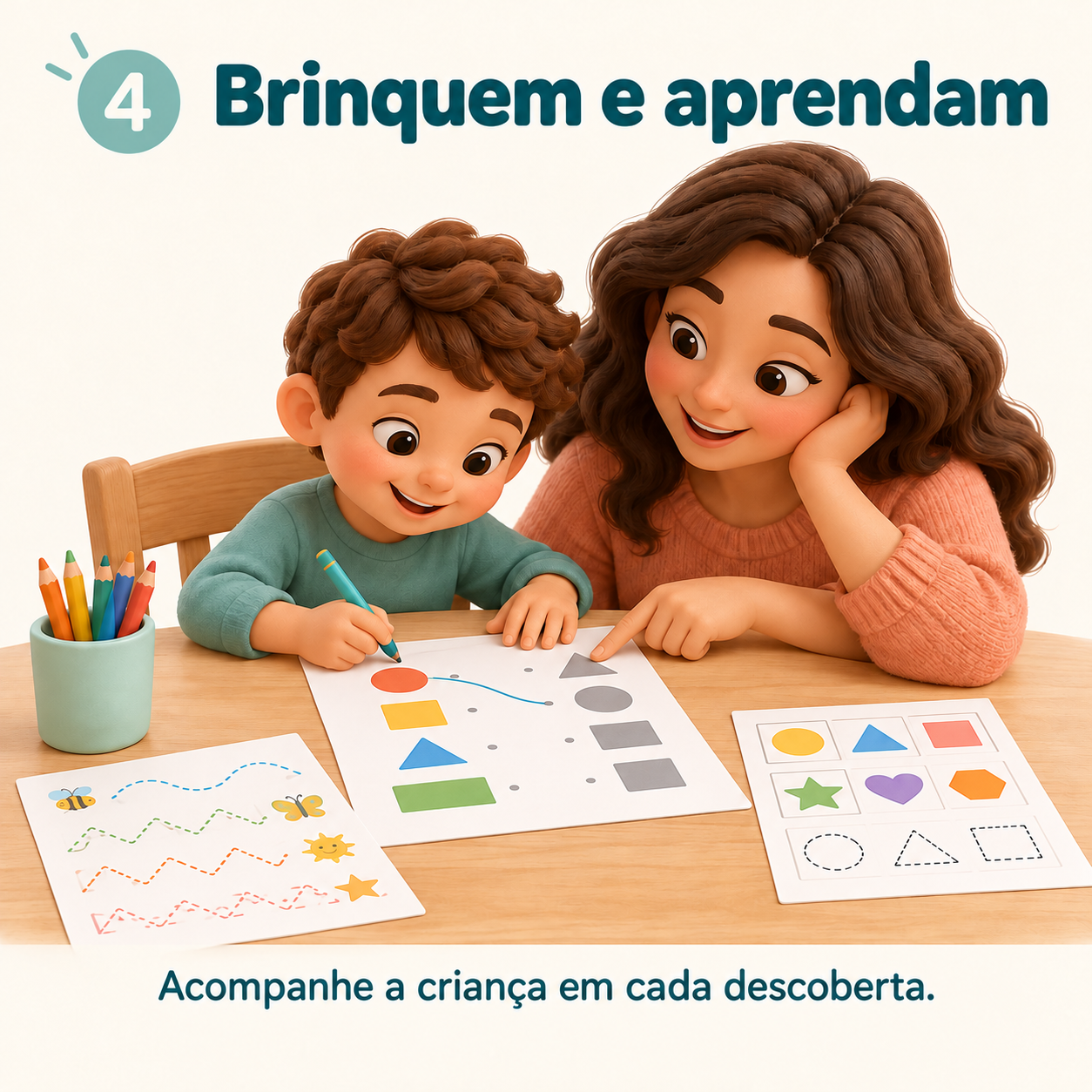 Passo 4: Brinquem e aprendam - Acompanhe a criança em cada descoberta